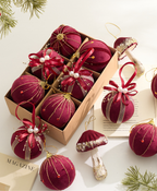 Burgundy Velvet Christmas Ball Ornament