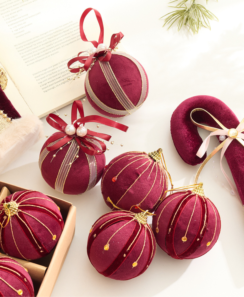Burgundy Velvet Christmas Ball Ornament