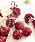 Burgundy Velvet Christmas Ball Ornament