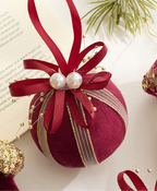 Burgundy Velvet Christmas Ball Ornament