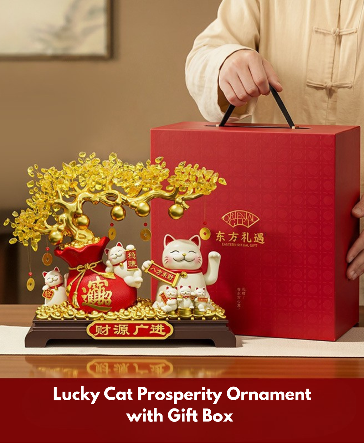 Lucky Cat Prosperity Ornament with Gift Box