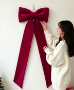 Extra Long Velvet Christmas Bow Decoration