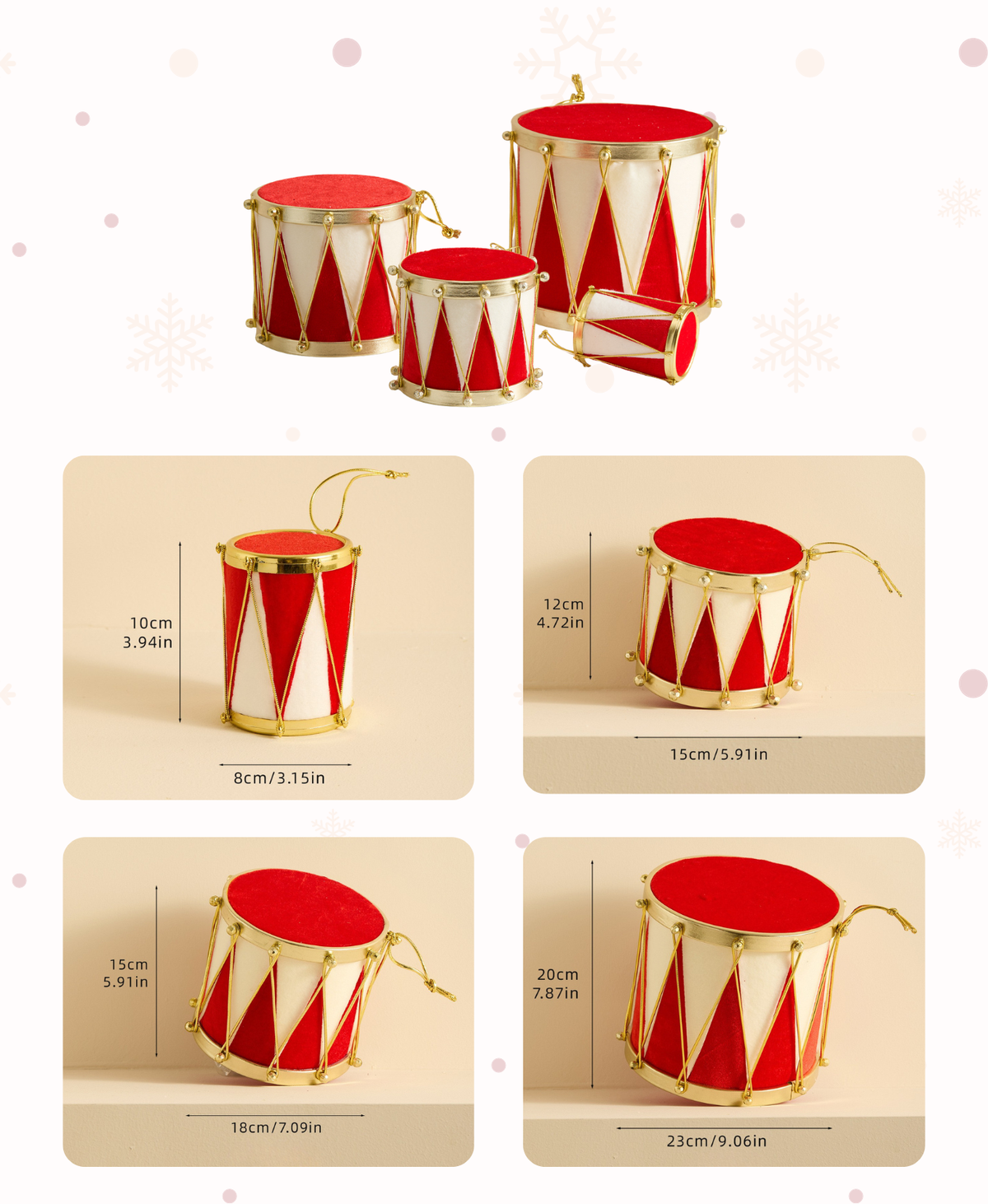Christmas Drum Ornament Set