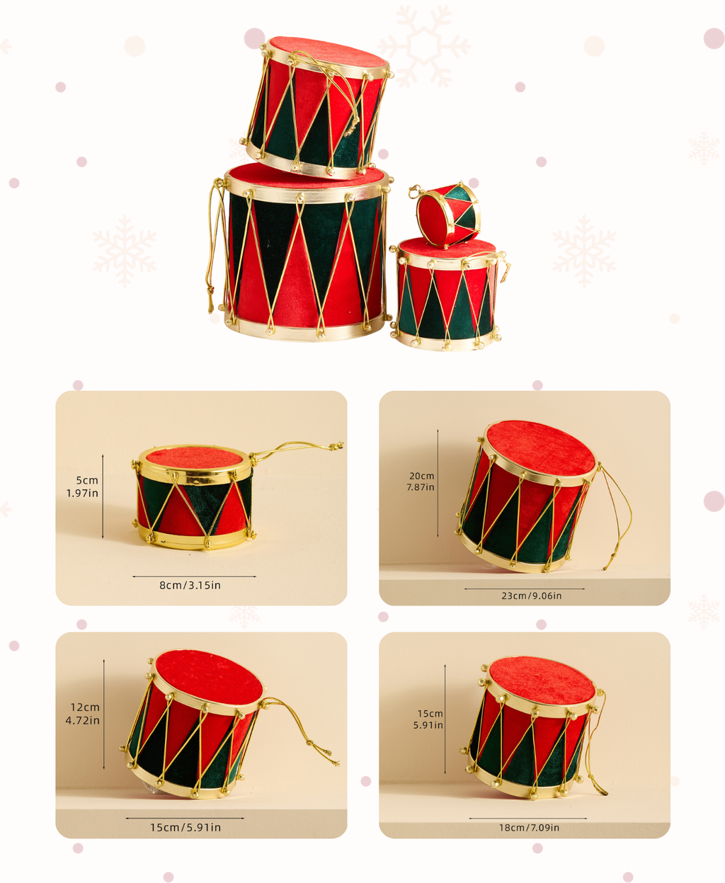 Christmas Drum Ornament Set