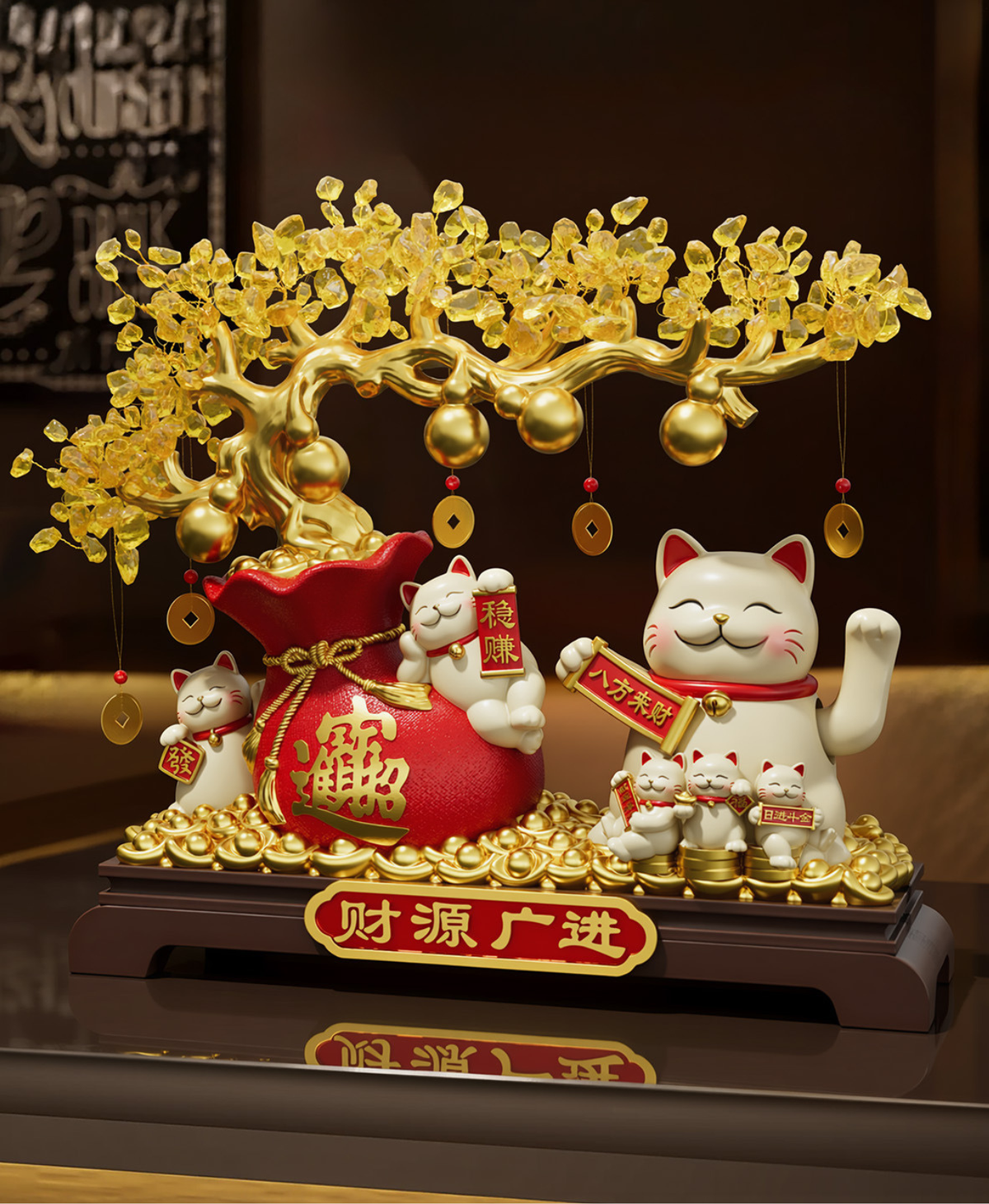 Lucky Cat Prosperity Ornament with Gift Box