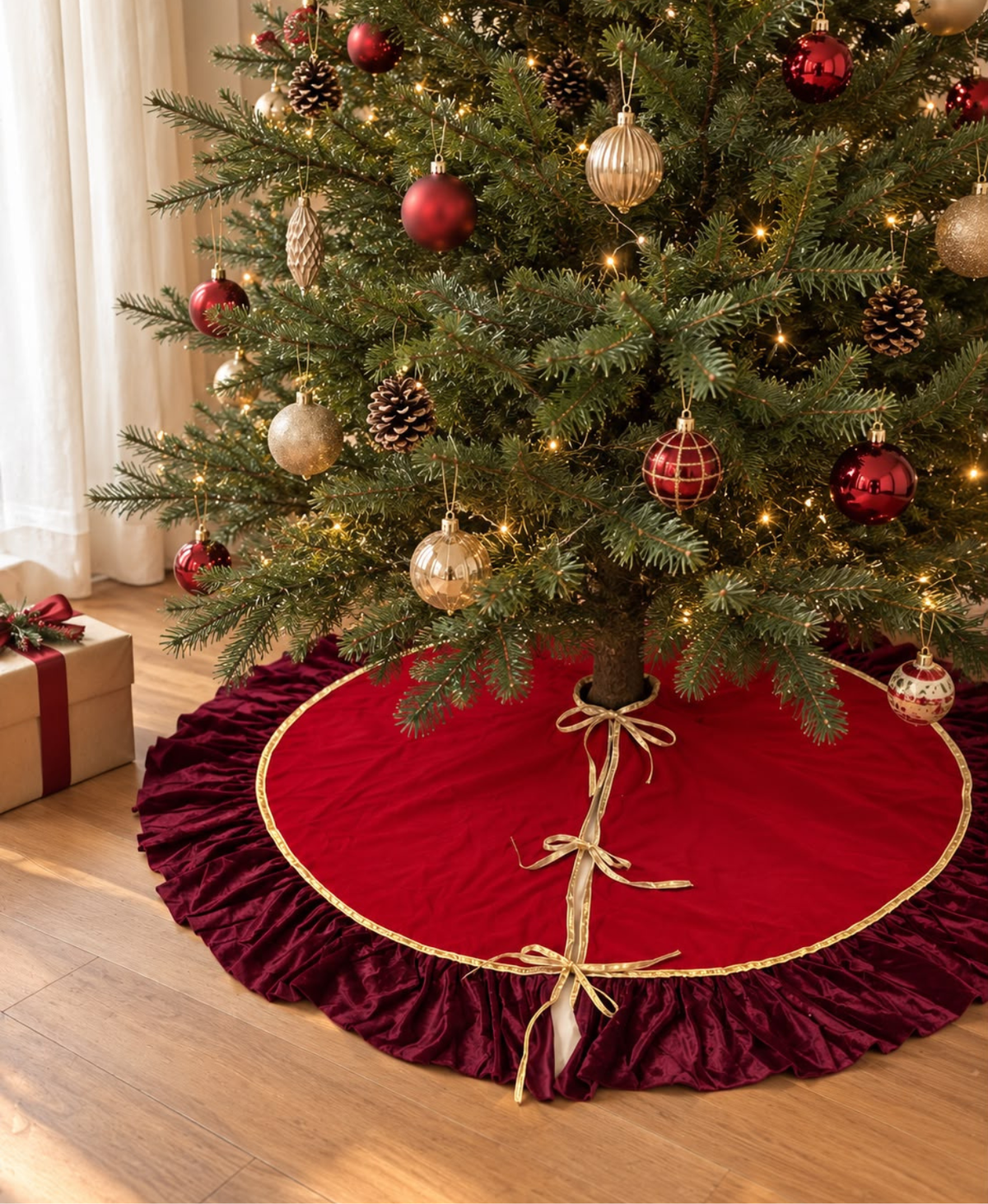Red & Burgundy Velvet Tree Skirt