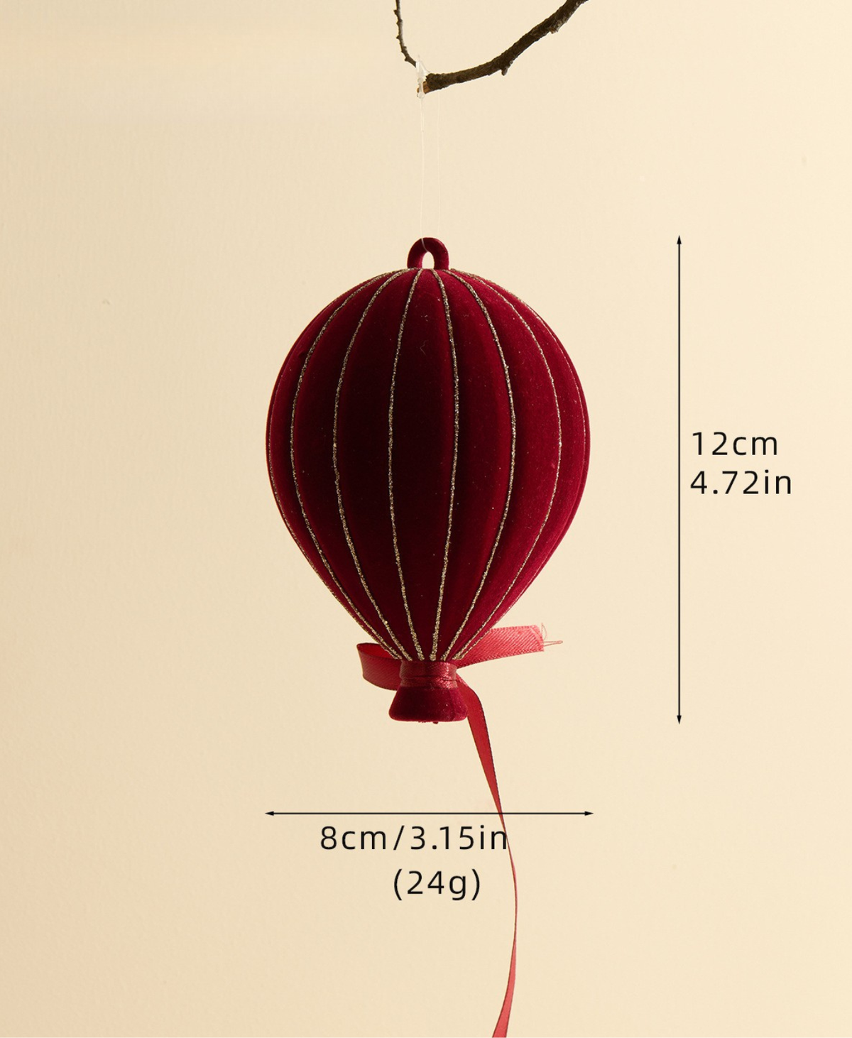 Burgundy Air Balloon Ornament