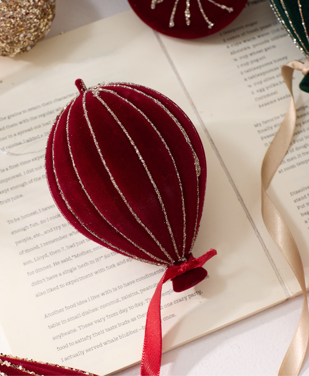Burgundy Air Balloon Ornament