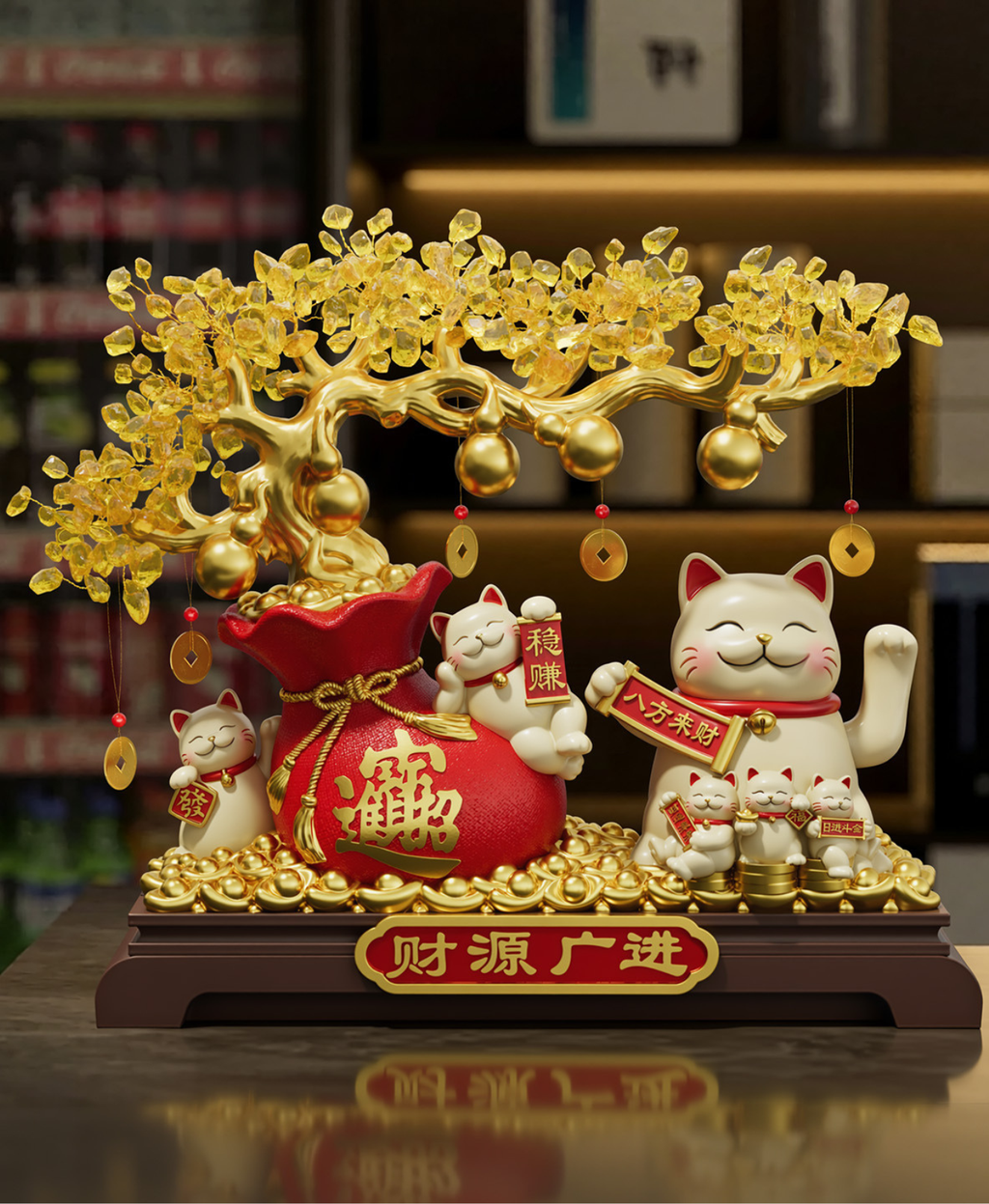 Lucky Cat Prosperity Ornament with Gift Box