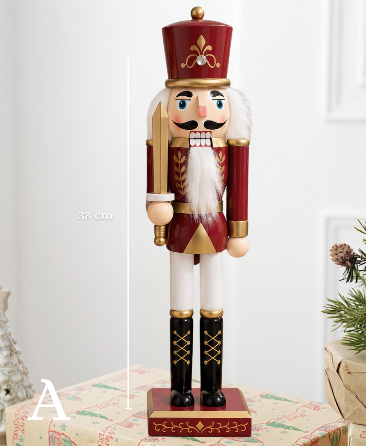 Burgundy & Gold Nutcracker - 38 cm