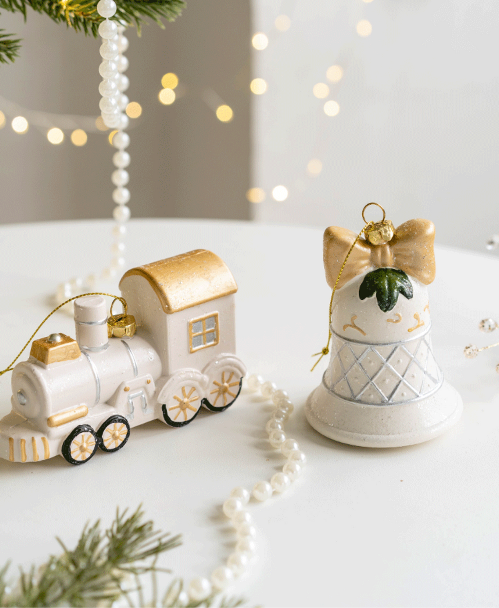Glam White and Gold Christmas Ornament