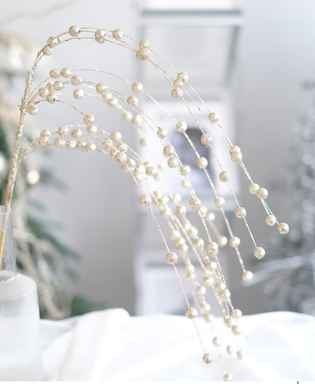 Champagne Beaded Spray Ornament