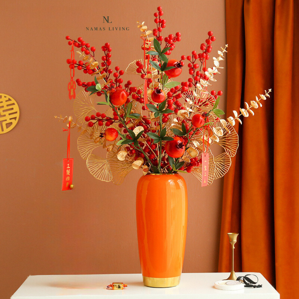 CNY Decorative Ceramic Flowers and Vase