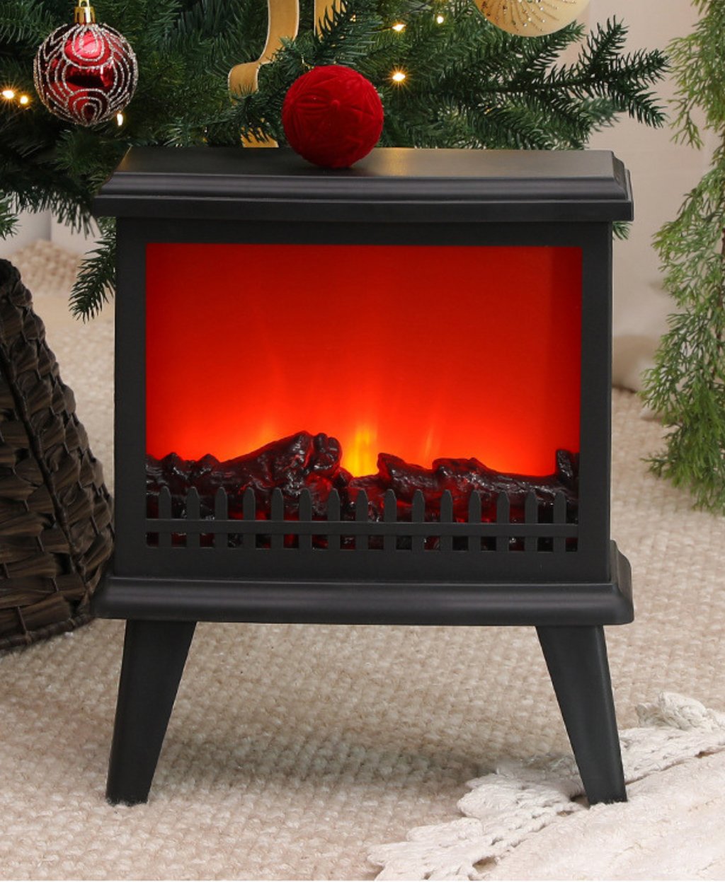 Standing Rustic Fireplace LED Decor