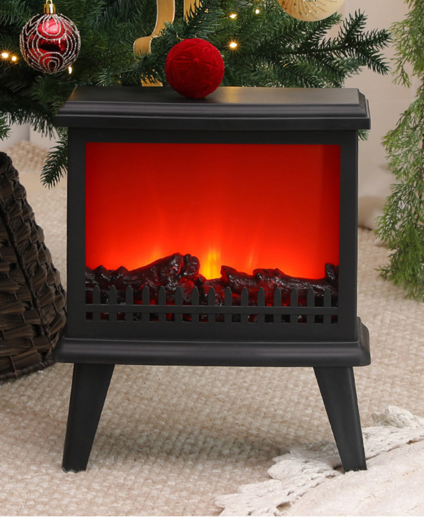 Standing Rustic Fireplace LED Decor
