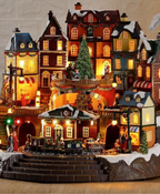 Luminous LED Christmas Train in City Lights