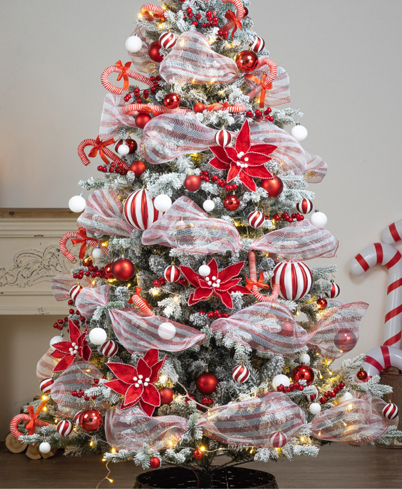 Red and White Christmas Charm Set