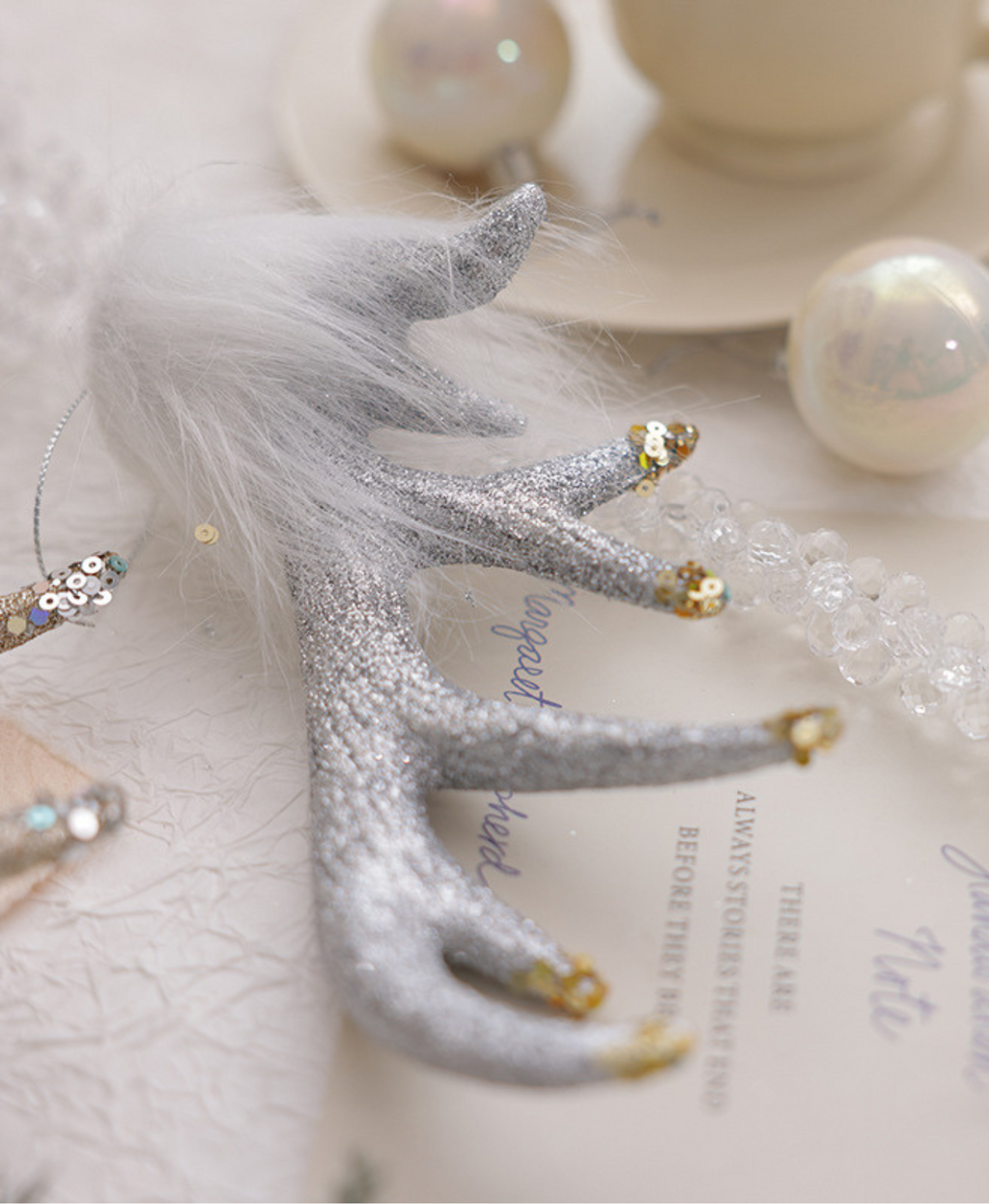 Silver Majesty Elk Ornament