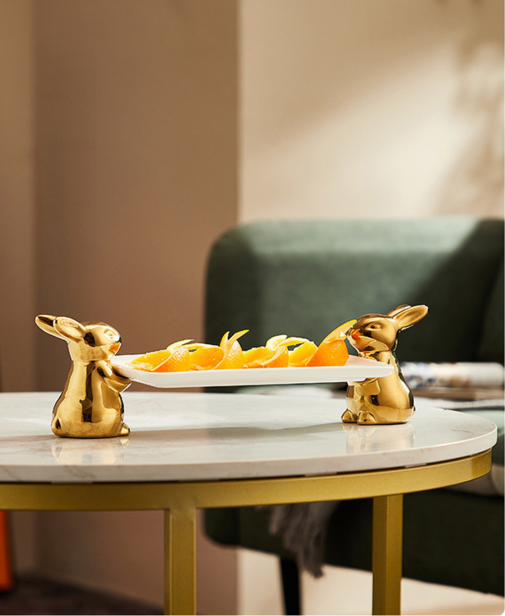 Golden Bunny Ceramic Dish