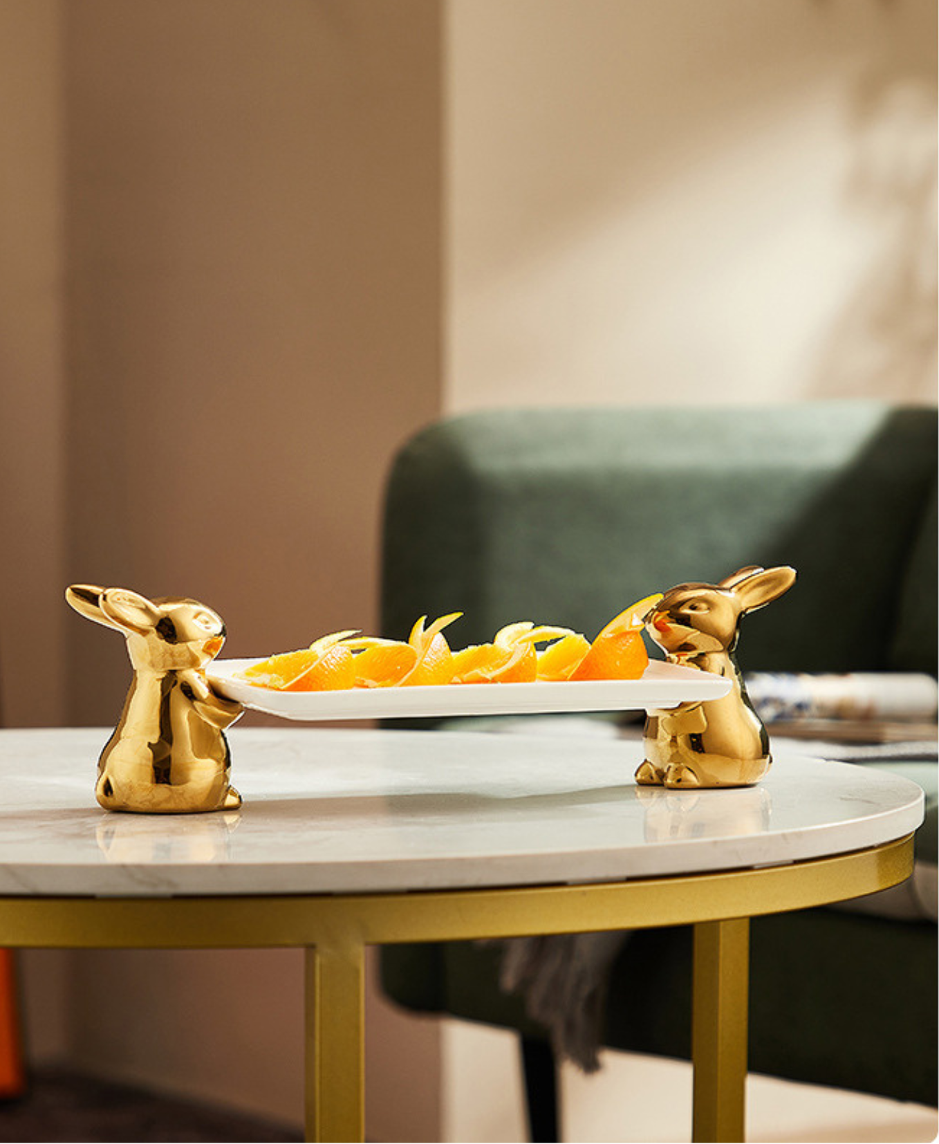 Golden Bunny Ceramic Dish