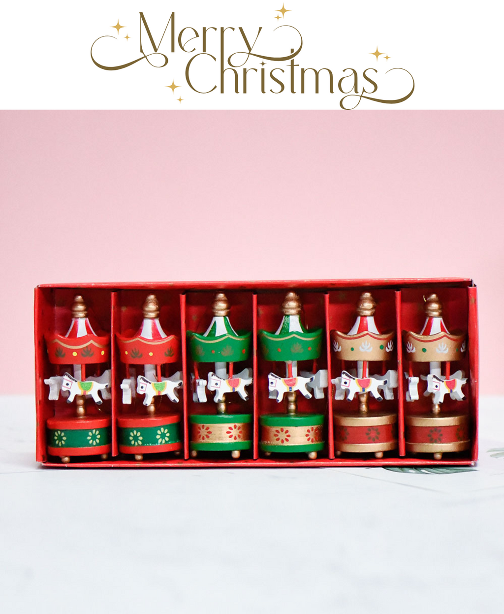 Mini Christmas Carousel Ornament Set