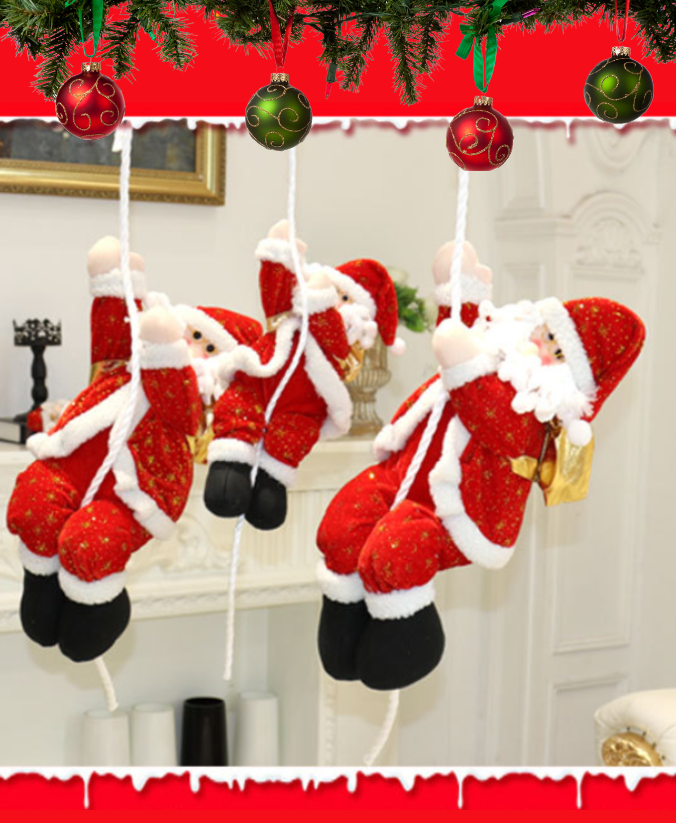 Rope Climbing Santa Decoration