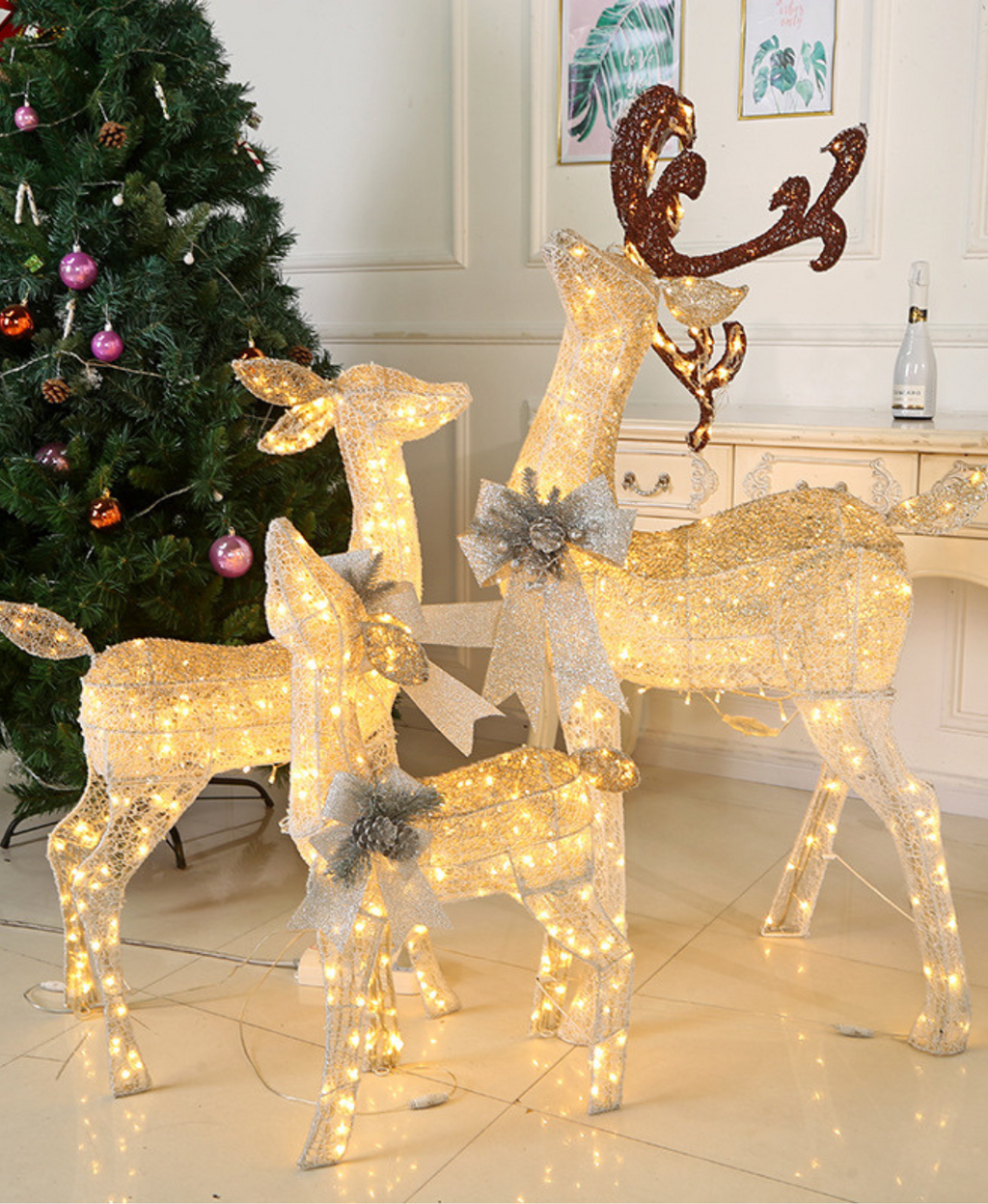 Luminous Sparkling LED Reindeer Set