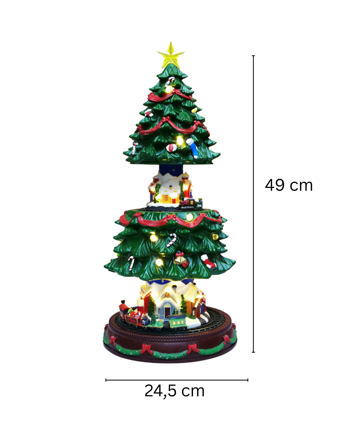 Luminous Tree with Rotating Train Music Box