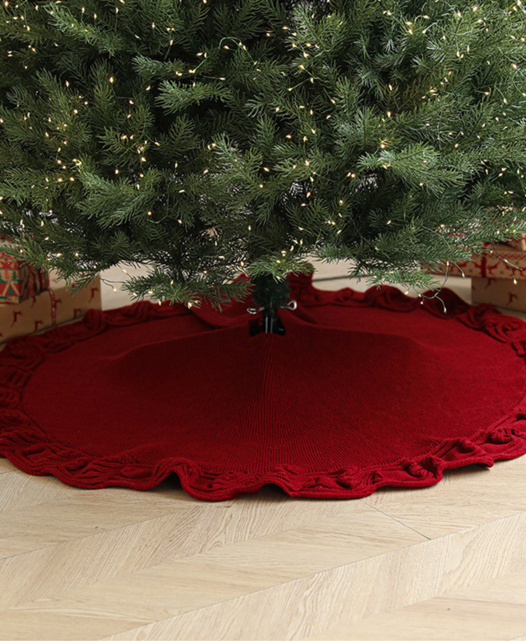 Simple Knit Wool Christmas Tree Skirt