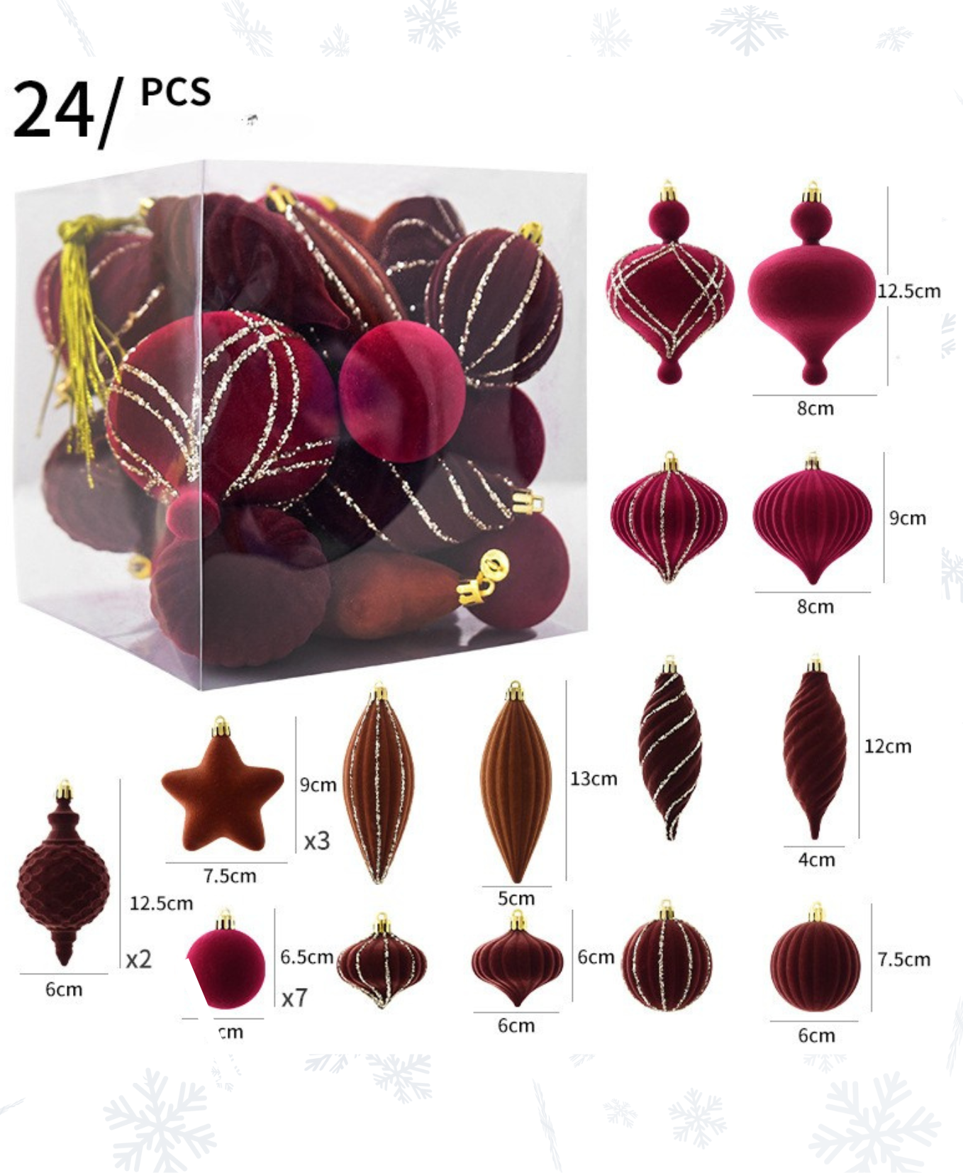 Velvet Ruby Ornament Set