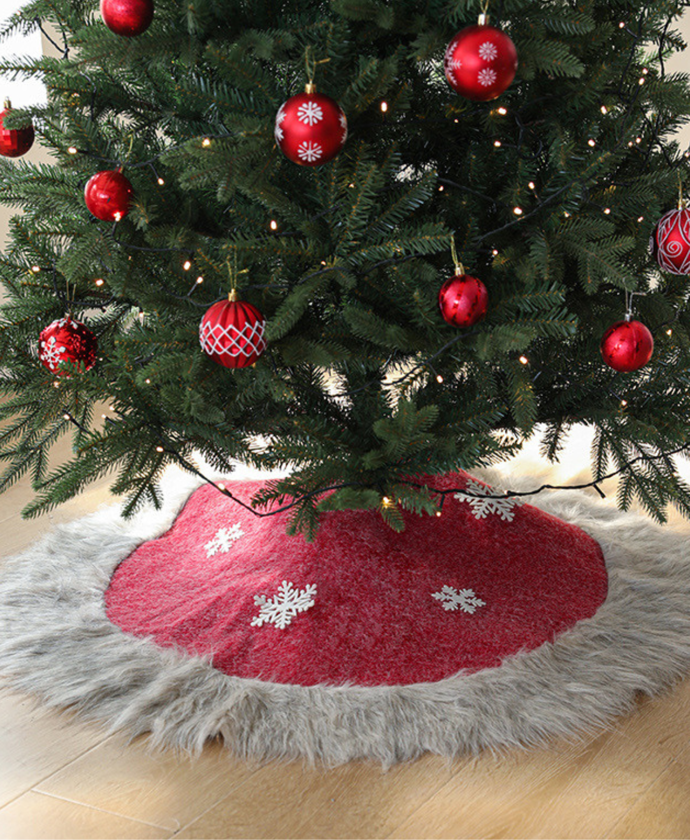 Red Christmas Snowflake Fur Skirt