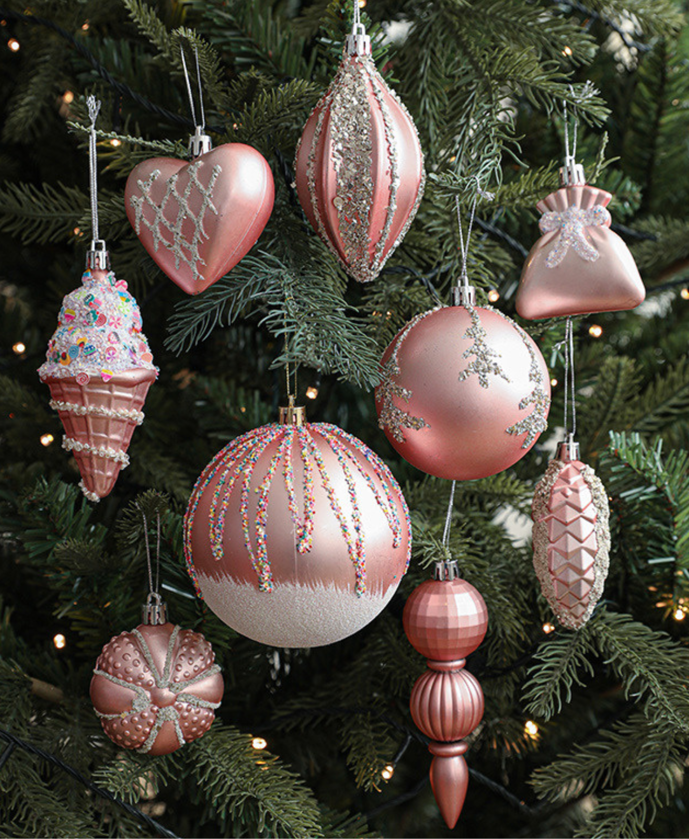 Sweet Pink Christmas Ornament Set