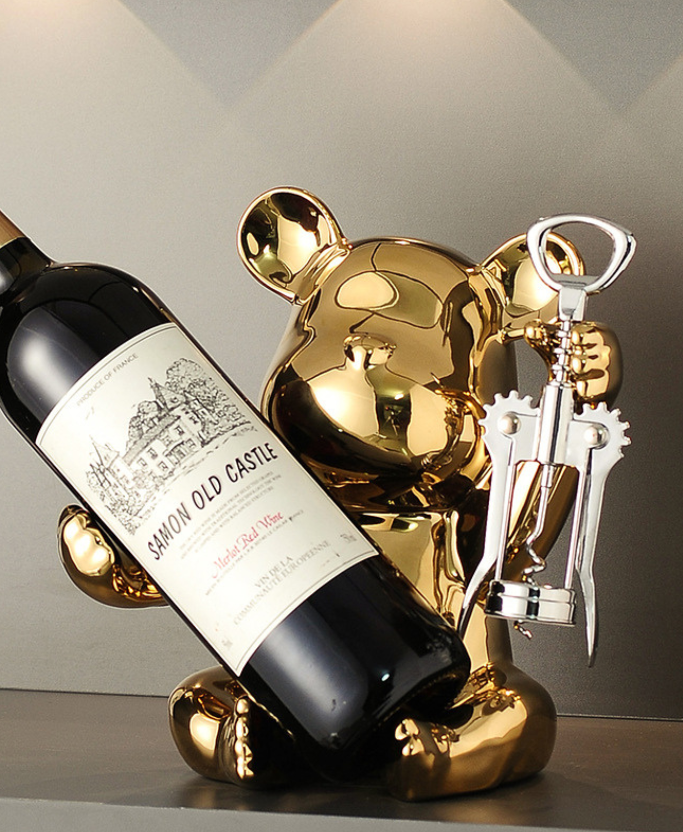 Goldie Bear Wine Stand & Corkscrew