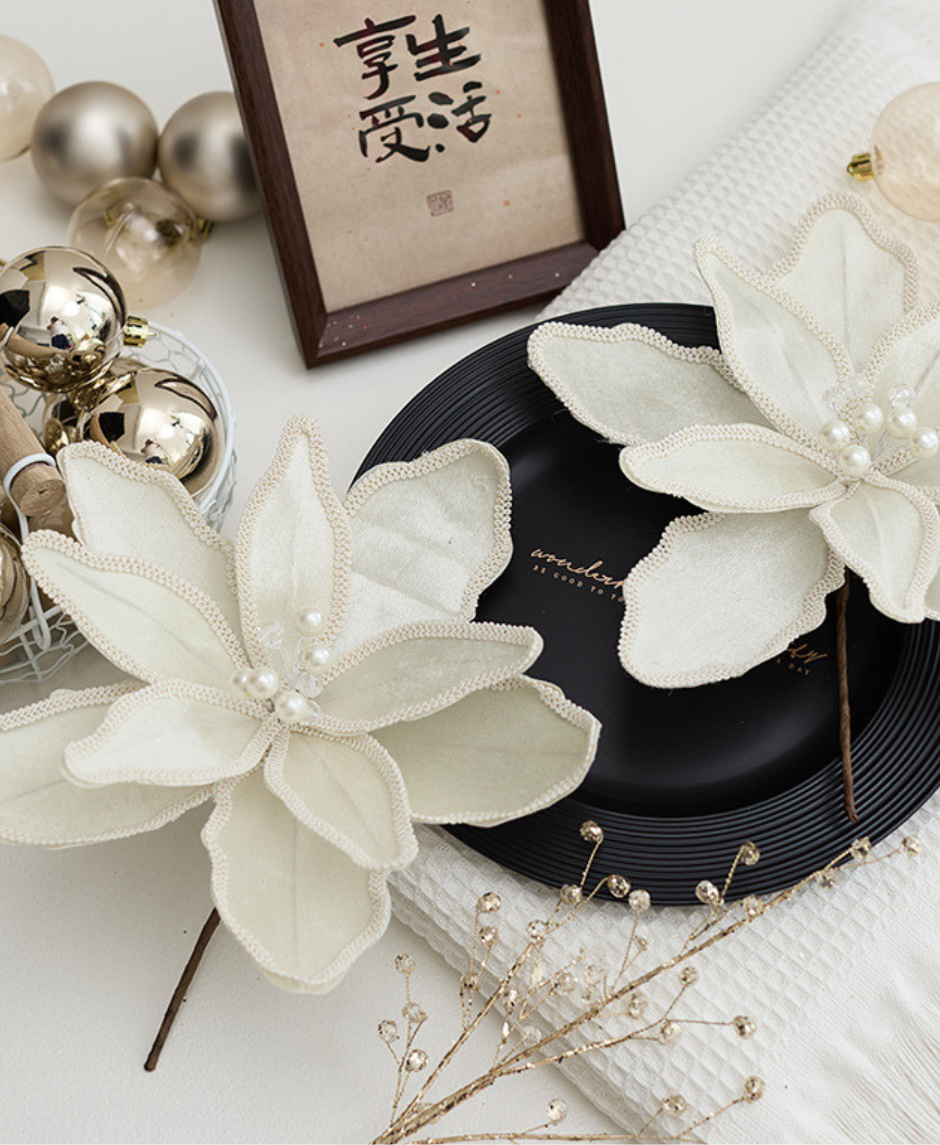 White Christmas Flower Ornament