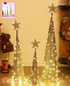 Illuminated Sparkle Iron Christmas Tree Set