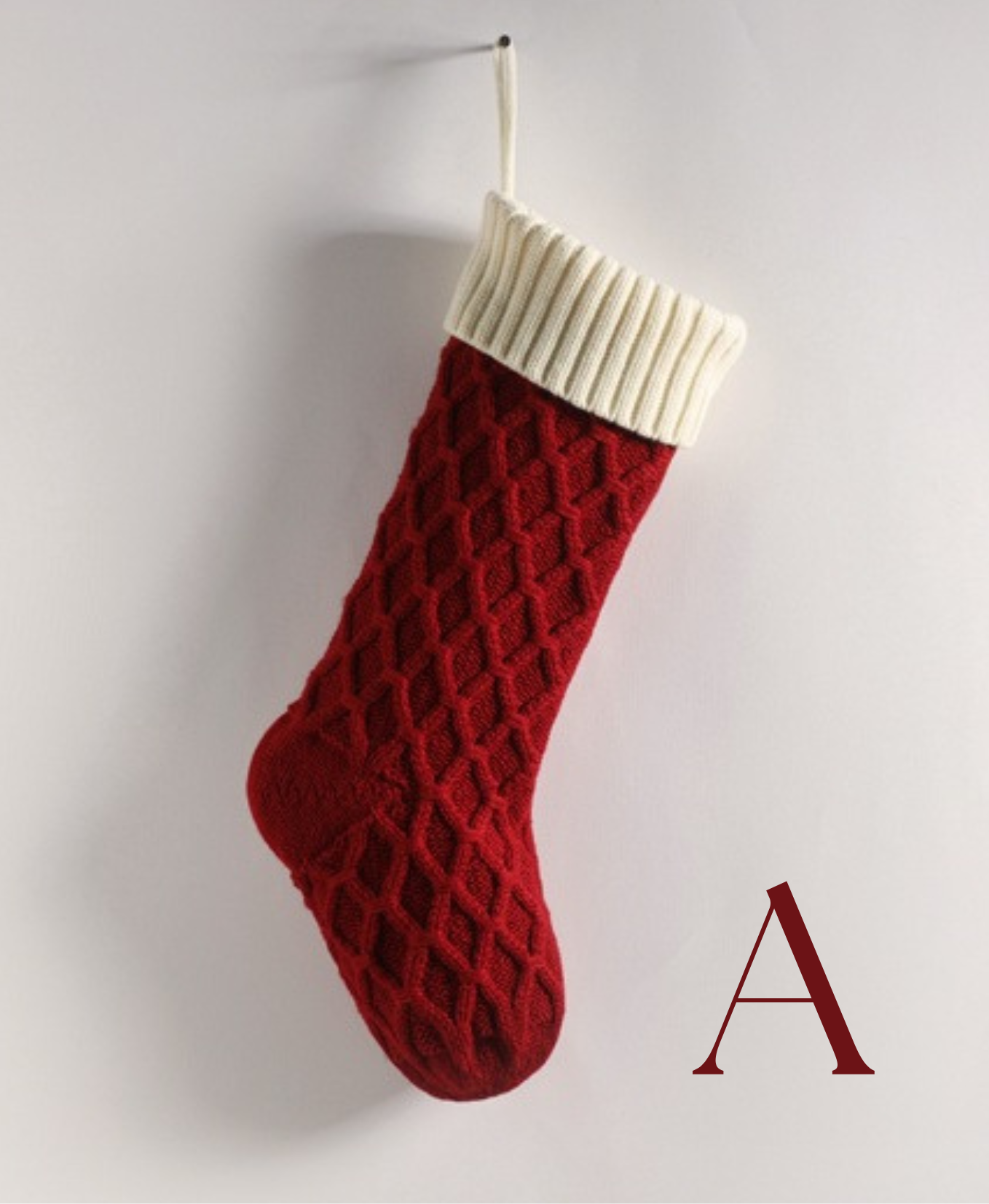 Red Crossweave Christmas Stocking