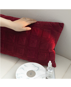 Carmine Grid Lumbar Cushion Cover