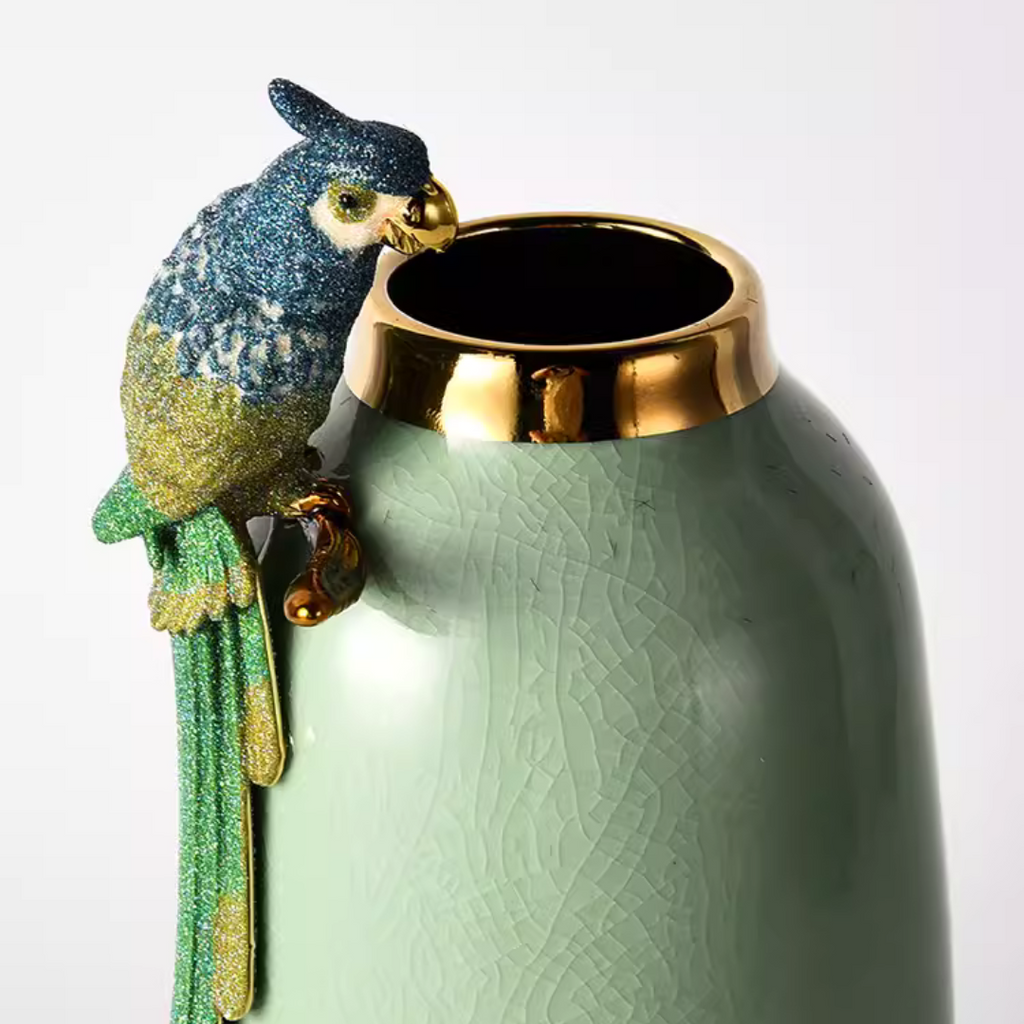 Jade Parrot Vase