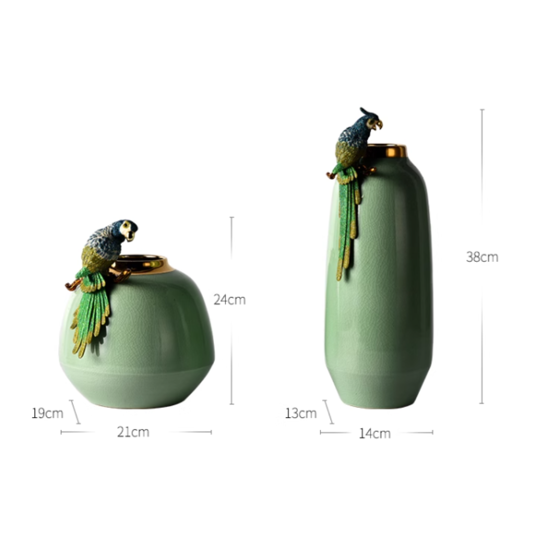 Jade Parrot Vase