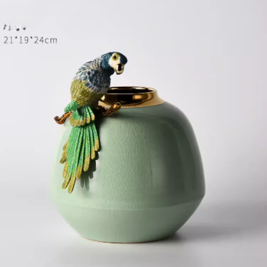 Jade Parrot Vase