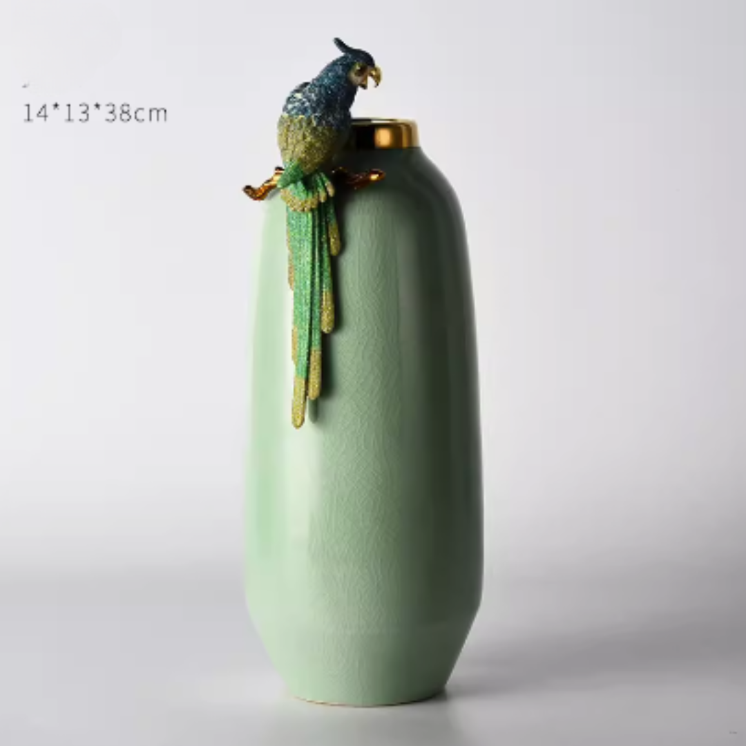 Jade Parrot Vase