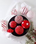 Red Swirl Christmas Ornament Set