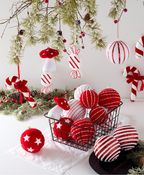Red Swirl Christmas Ornament Set