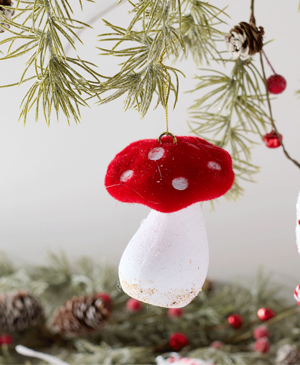 Red Swirl Christmas Ornament Set