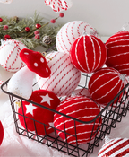 Red Swirl Christmas Ornament Set