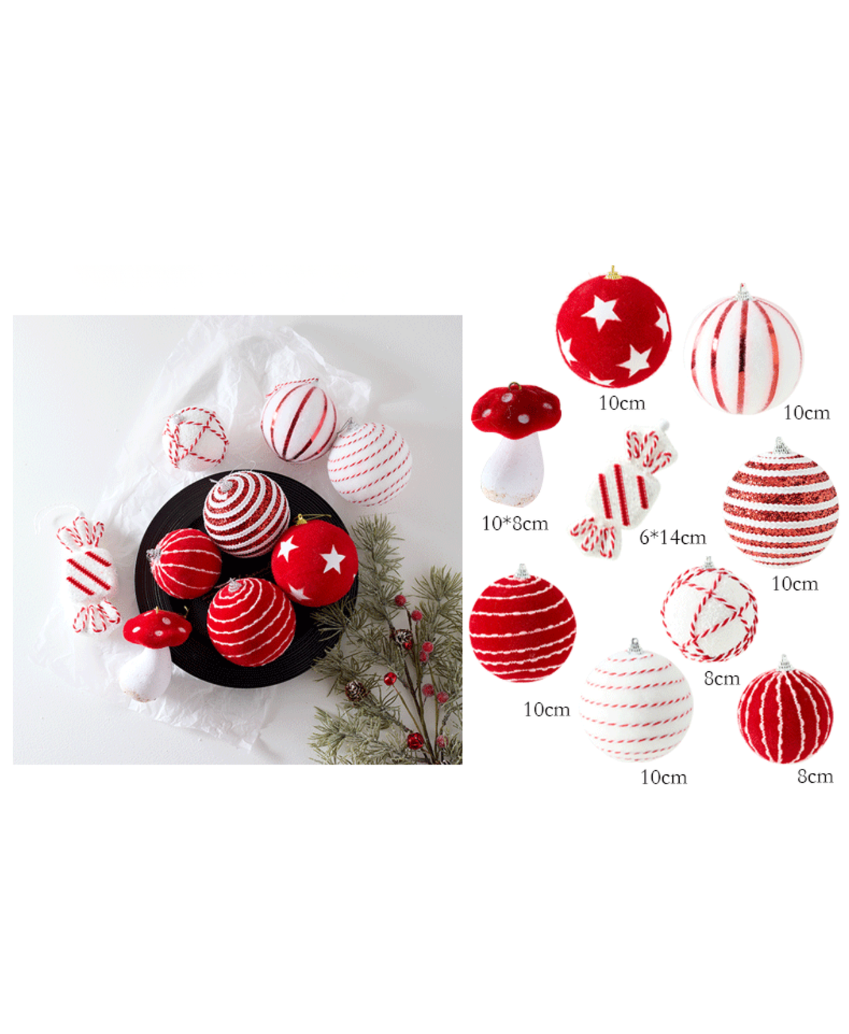 Red Swirl Christmas Ornament Set