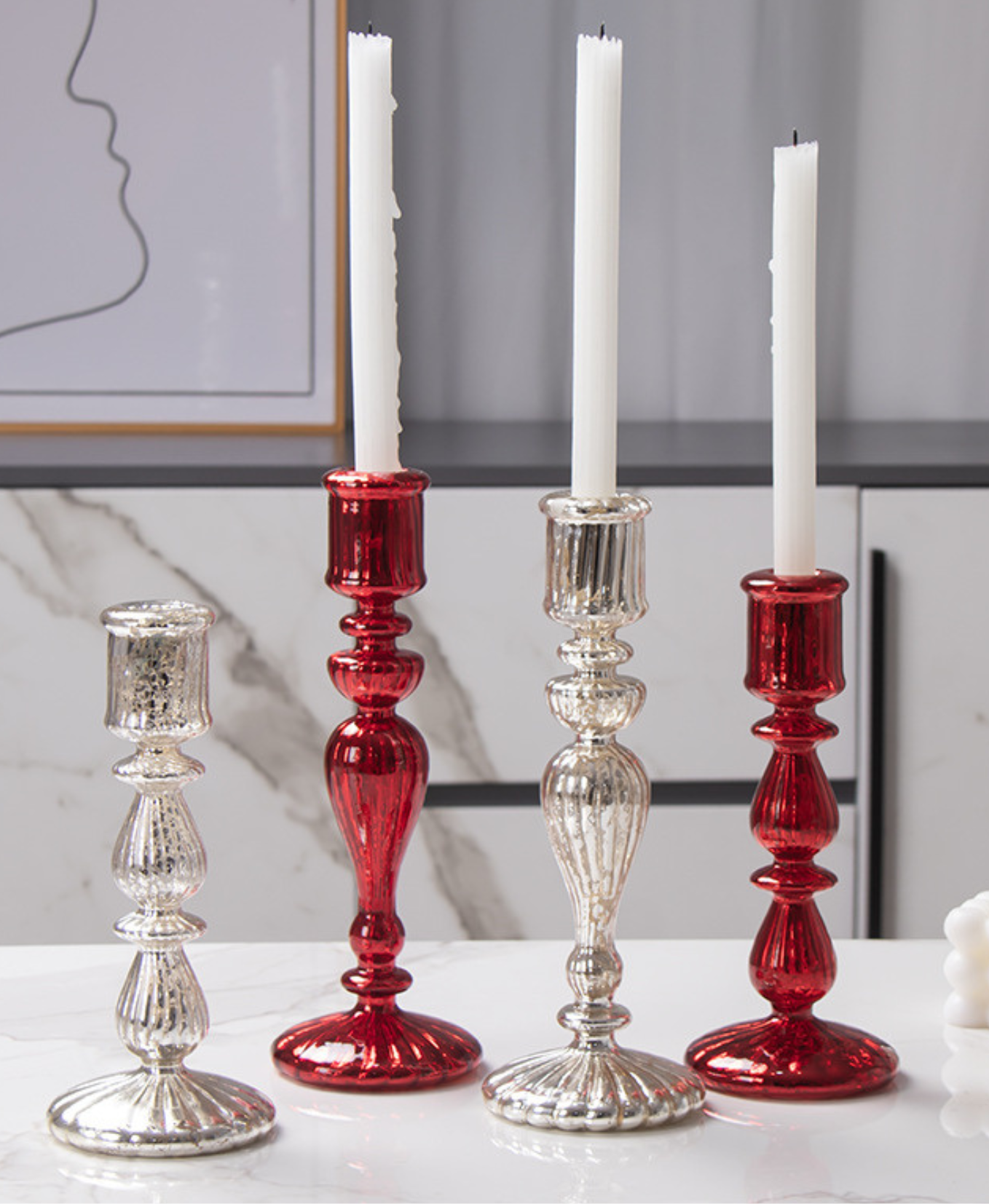 Crimson & Silver Regal Candlestick