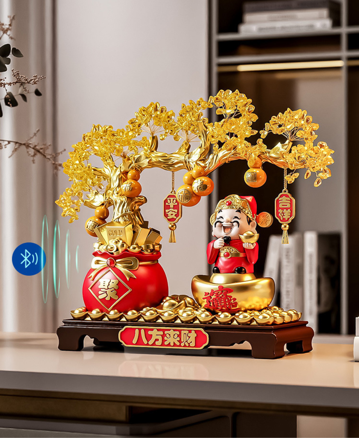 Golden Wealth Tree Bluetooth Speaker & Voice Assistant