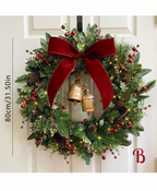 Bell & Bow Wreath with LED Light