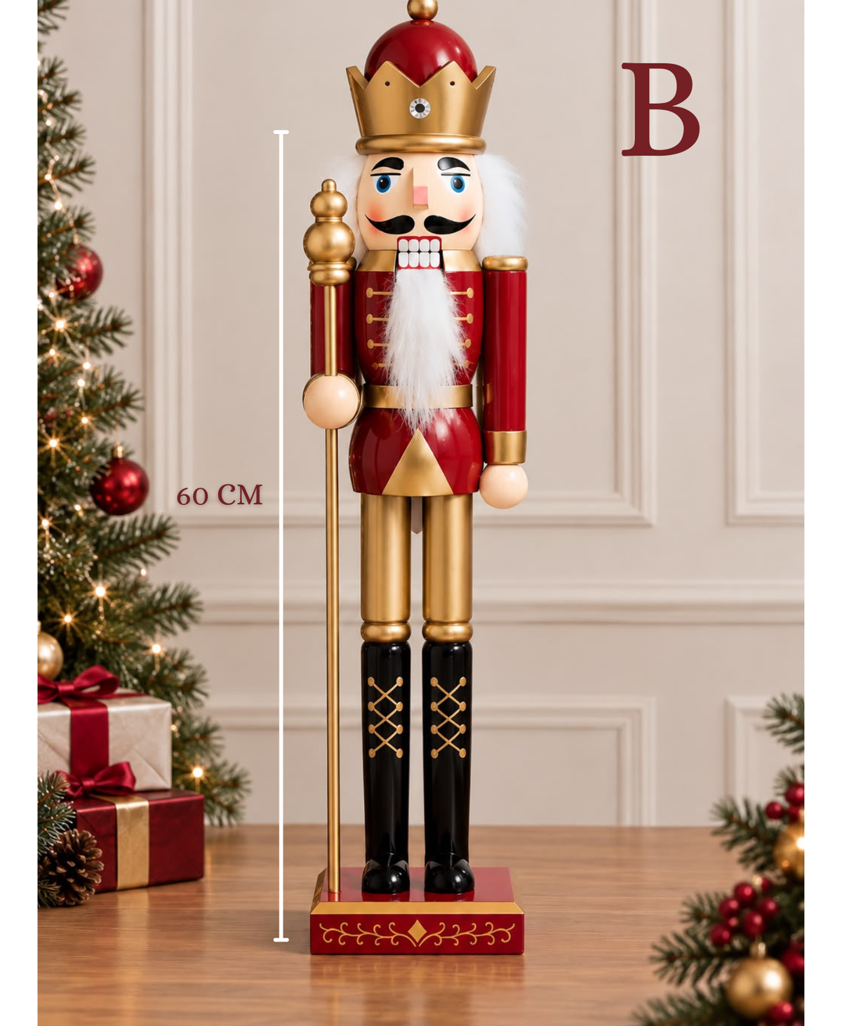 Burgundy & Gold Nutcracker - 60 cm